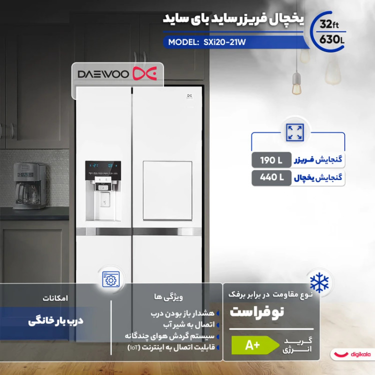 یخچال فریزر ساید بای ساید 32 فوت دوو مدل SXi20-20W