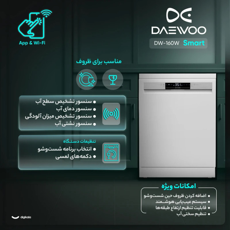 ماشین ظرفشویی 14 نفره دوو مدل DW-160W
